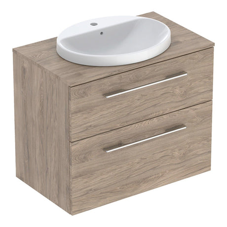 Geberit Selnova Two Drawer Countertop Basin & Cabinet Set 800mm - Hickory - 502.874.00.1 - TAP 'N' SHOWER