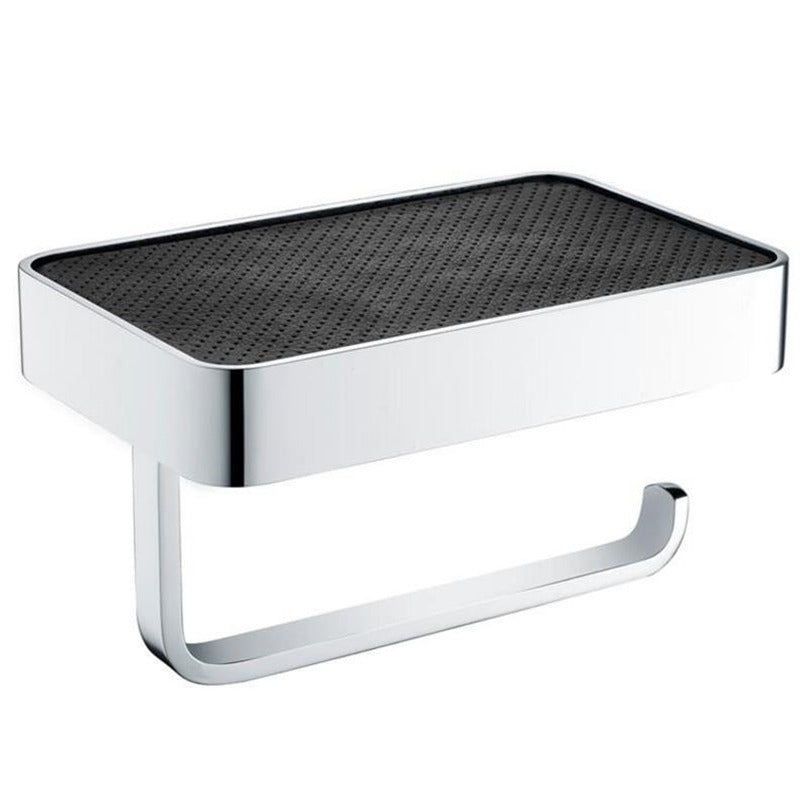 Eastbrook Vercelli Wall Mounted Toilet Roll Holder with Leather Shelf - Chrome - 52.302 - TAP 'N' SHOWER