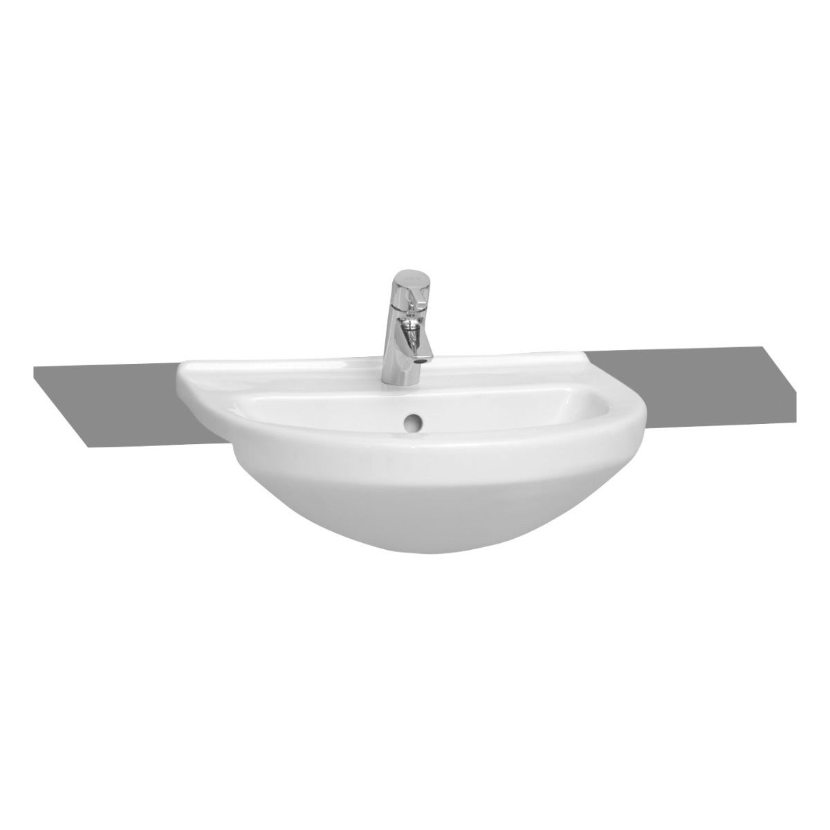 VitrA S50 1 Tap Hole Semi Recessed Basin 550mm - White - 5307B003 - 0001 - TAP 'N' SHOWER