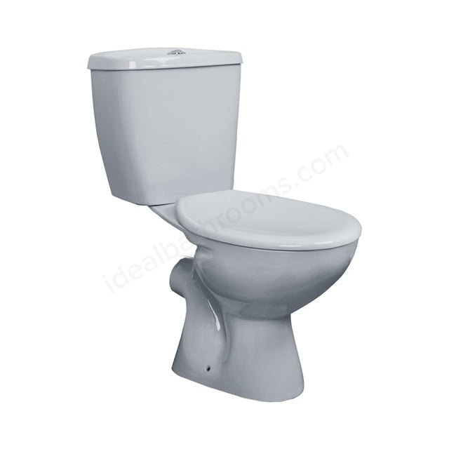 Oakham Ocean Close Coupled Toilet Pan with Push Button D/F Cistern and Toilet Seat - White - TAP 'N' SHOWER