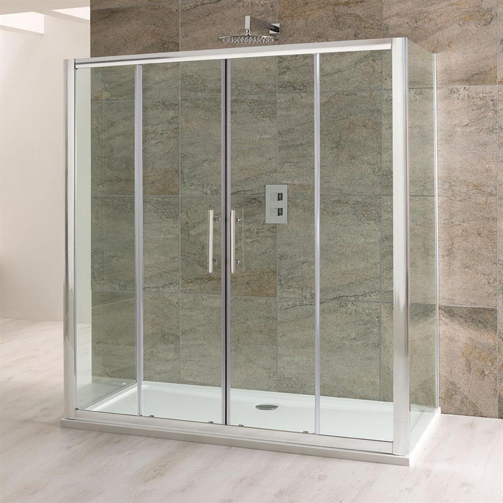 Eastbrook Volente Shower Enclosure Double Sliding Door 1600mm - Polished Silver Frame - 58.213 - TAP 'N' SHOWER