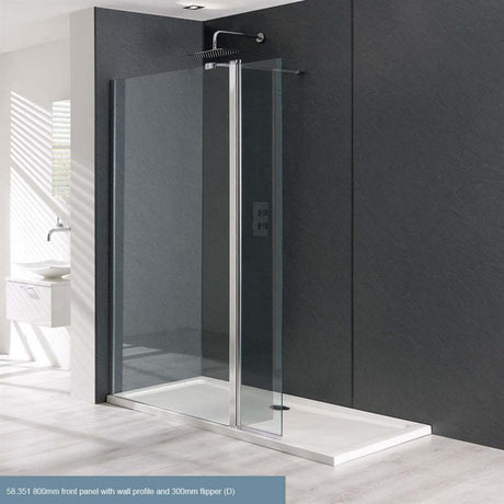 Eastbrook Valliant Walk - In Wetroom Shower Screen Panel 800mm with 300mm Flipper Panel - Type D - 58.351 - TAP 'N' SHOWER