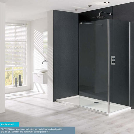 Eastbrook Valliant Walk - In Wetroom Shower Screen Panel 800mm - Type C - 58.366 - TAP 'N' SHOWER