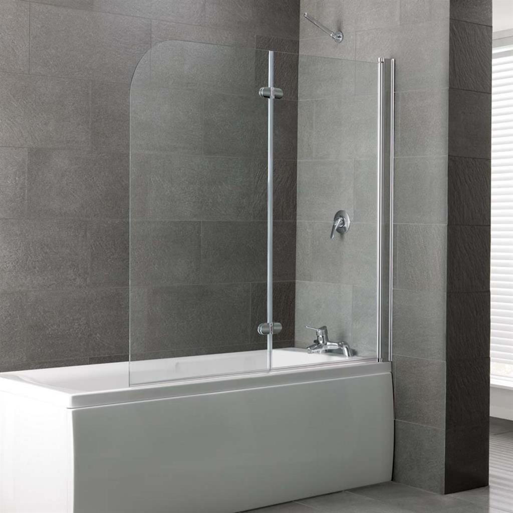 Eastbrook Volente 2 Piece Hinged Bath Screen 1465mm x 1550mm - Chrome - 58.706 - TAP 'N' SHOWER