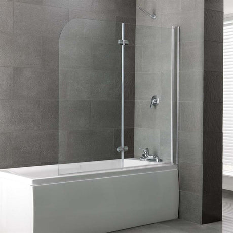 Eastbrook Volente 2 Piece Hinged Bath Screen 1465mm x 1550mm - Chrome - 58.706 - TAP 'N' SHOWER