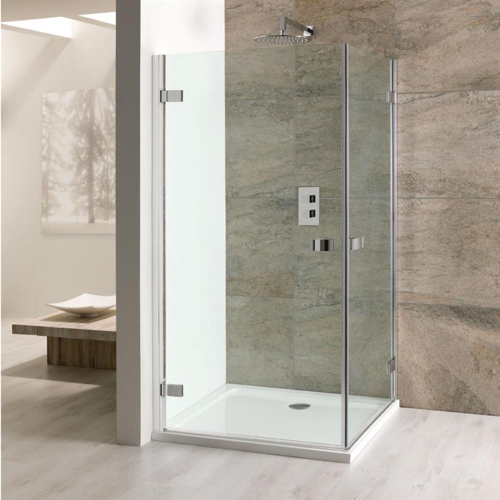 Eastbrook Volente Shower Enclosure Double Hinged Door 800mm x 800mm - Polished Silver Frame - 58.801 - TAP 'N' SHOWER