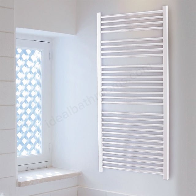 Oakham Straight Towel Rail 690 x 450 White - TAP 'N' SHOWER