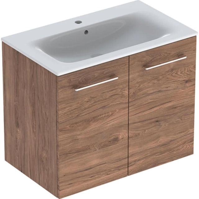 Geberit Selnova Square 2 Doors Vanity Unit and Basin 800mm - Dark Hickory - 501.258.00.1 - TAP 'N' SHOWER
