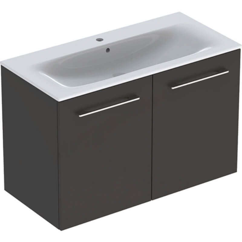 Geberit Selnova Square 2 Doors Slim Vanity Unit & Basin - Lava - 501.261.00.1 - TAP 'N' SHOWER