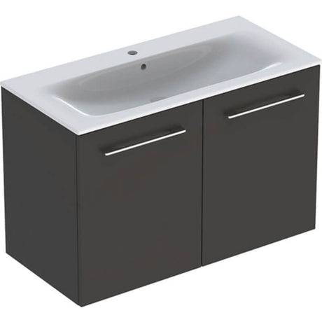 Geberit Selnova Square 2 Doors Slim Vanity Unit & Basin - Lava - 501.261.00.1 - TAP 'N' SHOWER