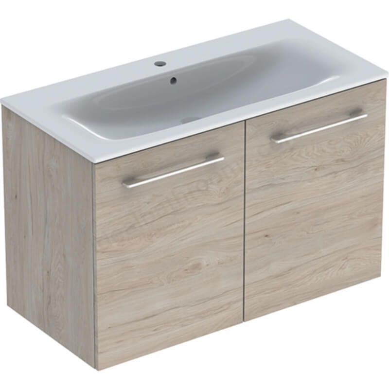 Geberit Selnova 2 Doors Square Slim Vanity Unit & Basin - Hickory - 501.263.00.1 - TAP 'N' SHOWER