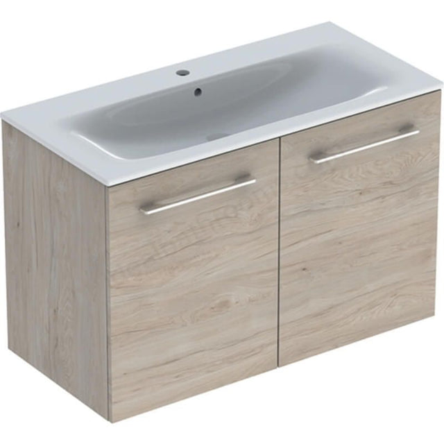 Geberit Selnova 2 Doors Square Slim Vanity Unit & Basin - Hickory - 501.263.00.1 - TAP 'N' SHOWER