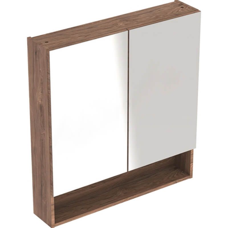 Geberit Selnova Square 2 Doors Mirror Cabinet 588mm - Dark Hickory - 501.266.00.1 - TAP 'N' SHOWER