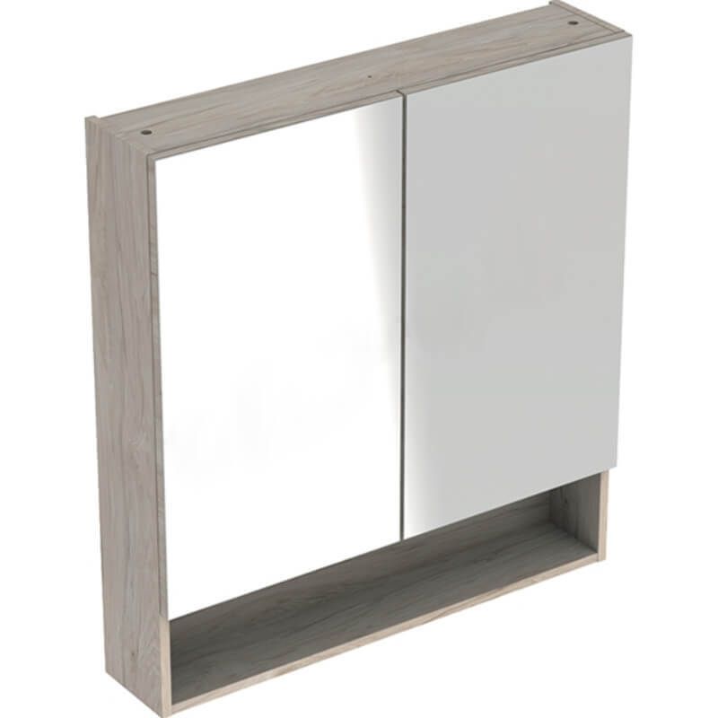 Geberit Selnova Square 2 Doors Mirror Cabinet 588mm - Light Hickory - 501.267.00.1 - TAP 'N' SHOWER