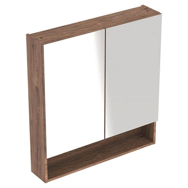 Geberit Selnova Square 2 Doors Mirror Cabinet 788mm - Dark Hickory - 501.270.00.1 - TAP 'N' SHOWER