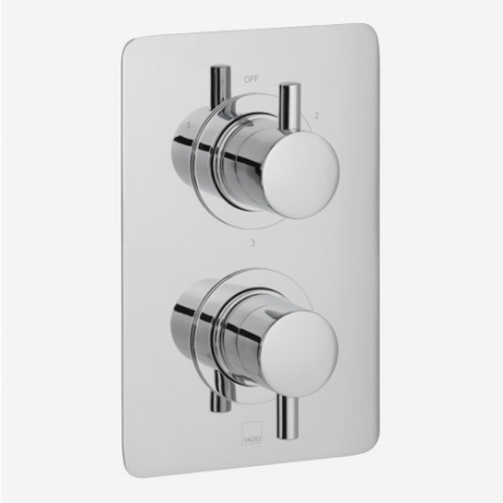 Vado Celsius 3 Outlet, 2 Handle Thermostatic Valve - Chrome - Cel-148D/3/Sq-C/P