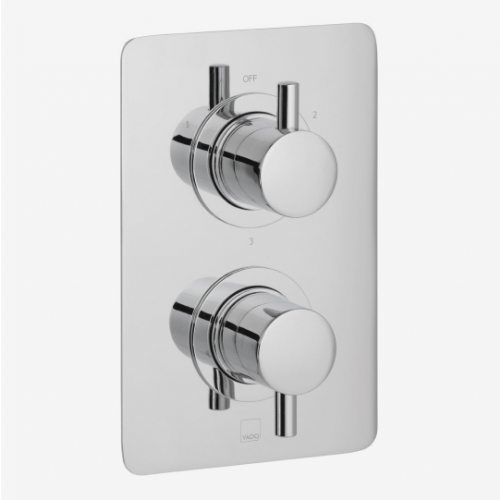 Vado Celsius 3 Outlet, 2 Handle Thermostatic Valve - Chrome - Cel - 148D/3/Sq - C/P - TAP 'N' SHOWER