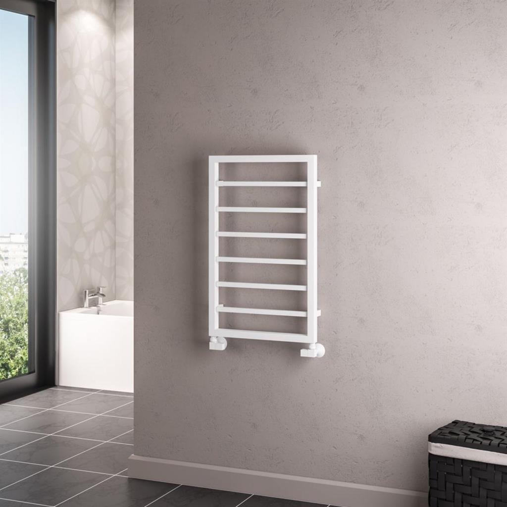 Eastbrook Ryton Straight Framed Designer Towel Radiator 800mm x 500mm - Matt White - 61.0002 - TAP 'N' SHOWER