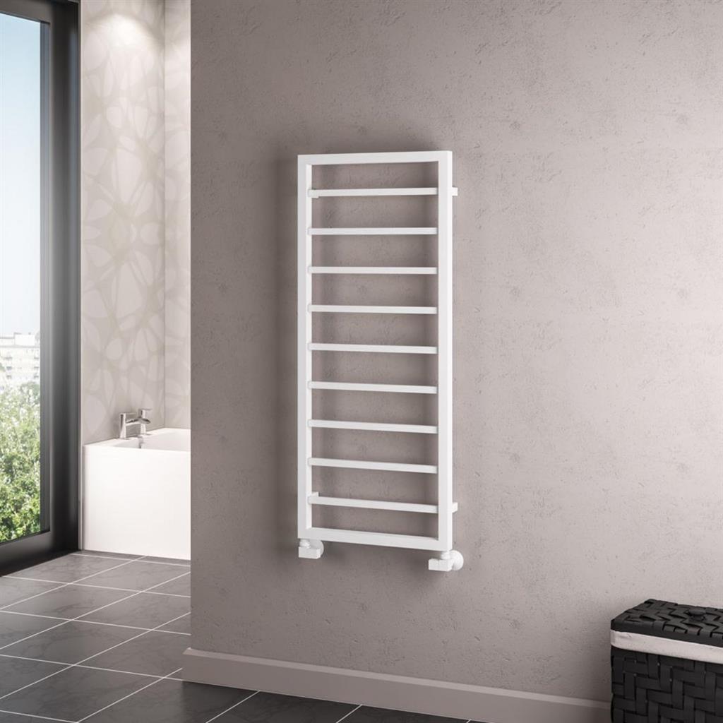 Eastbrook Biava Hidden Vent Straight Multirail Towel Radiator 400mm x 360mm - Matt Black - 61.0004 - TAP 'N' SHOWER