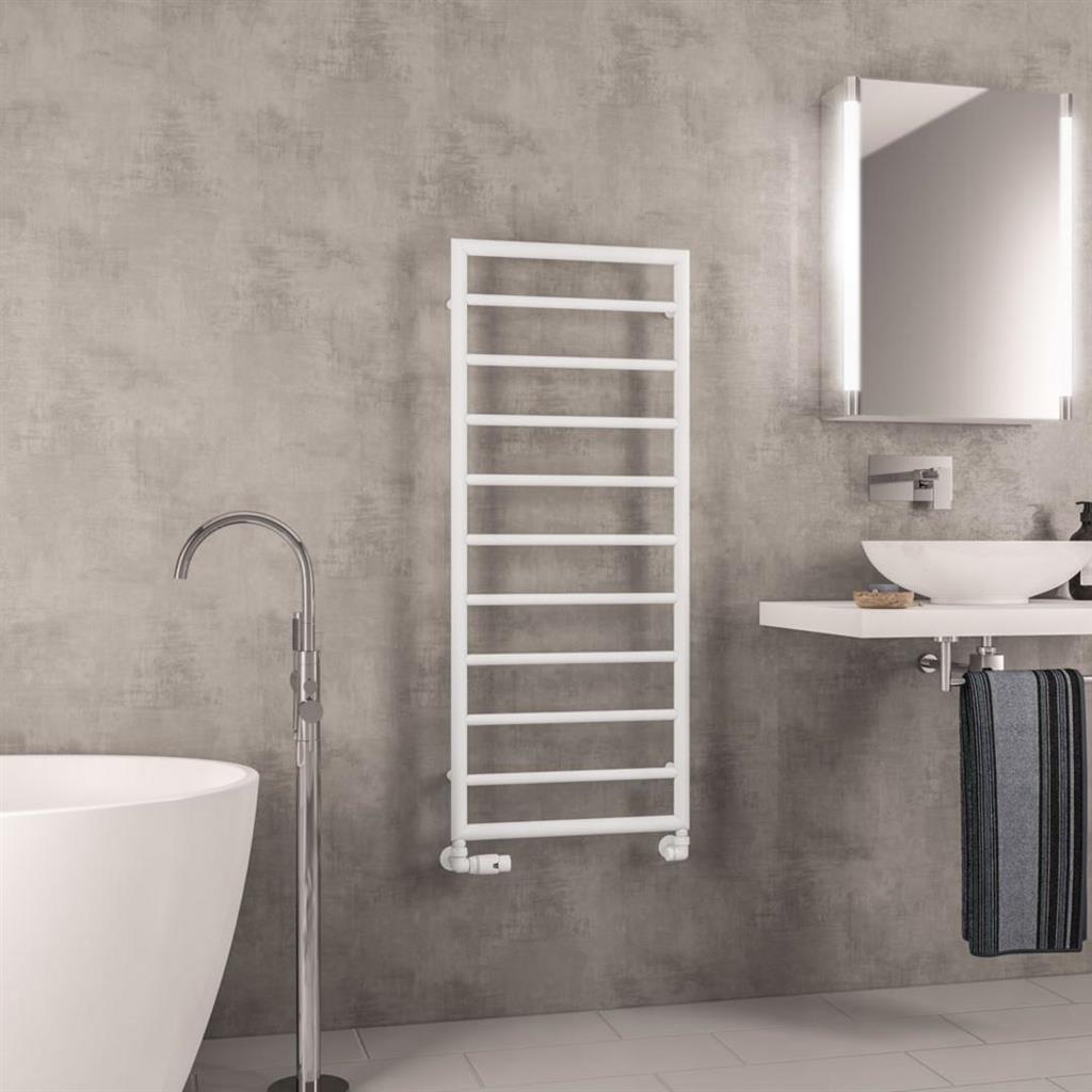Eastbrook Kenilworth Straight Framed Designer Towel Radiator 1200mm x 500mm - Matt White - 61.0022 - TAP 'N' SHOWER