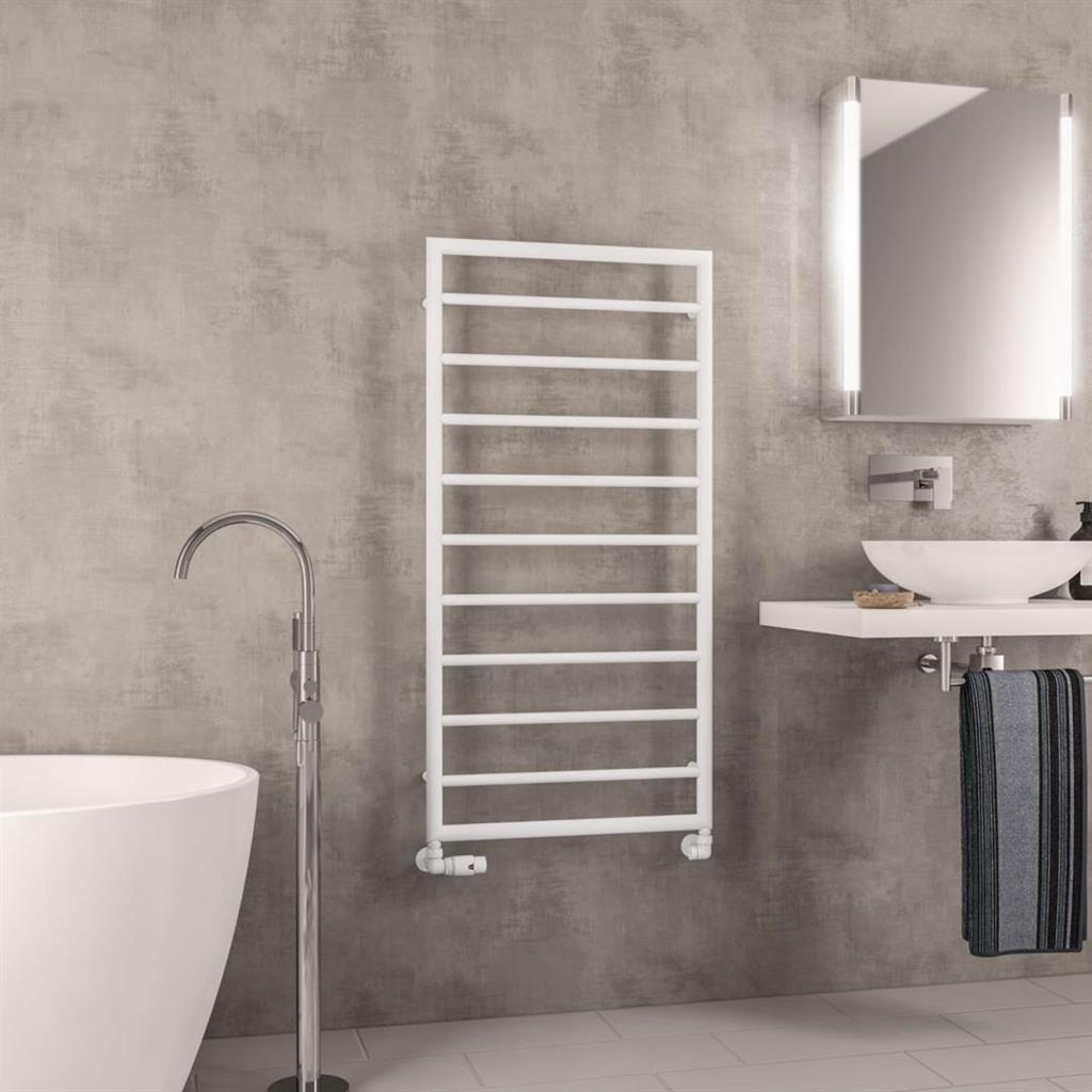 Eastbrook Kenilworth Straight Framed Designer Towel Radiator 1200mm x 600mm - Matt White - 61.0023 - TAP 'N' SHOWER