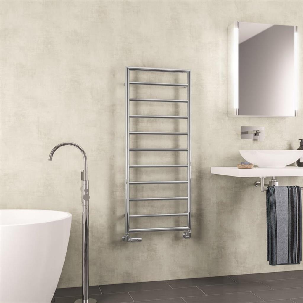 Eastbrook Kenilworth Straight Framed Designer Towel Radiator 1200mm x 500mm - Chrome - 61.0034 - TAP 'N' SHOWER