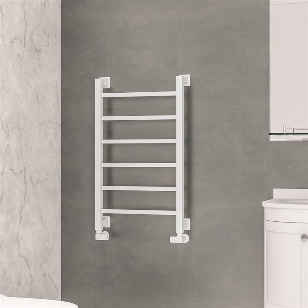 Eastbrook Loxley Square Straight Designer Towel Radiator 800mm x 500mm - Matt White - 61.0038 - TAP 'N' SHOWER