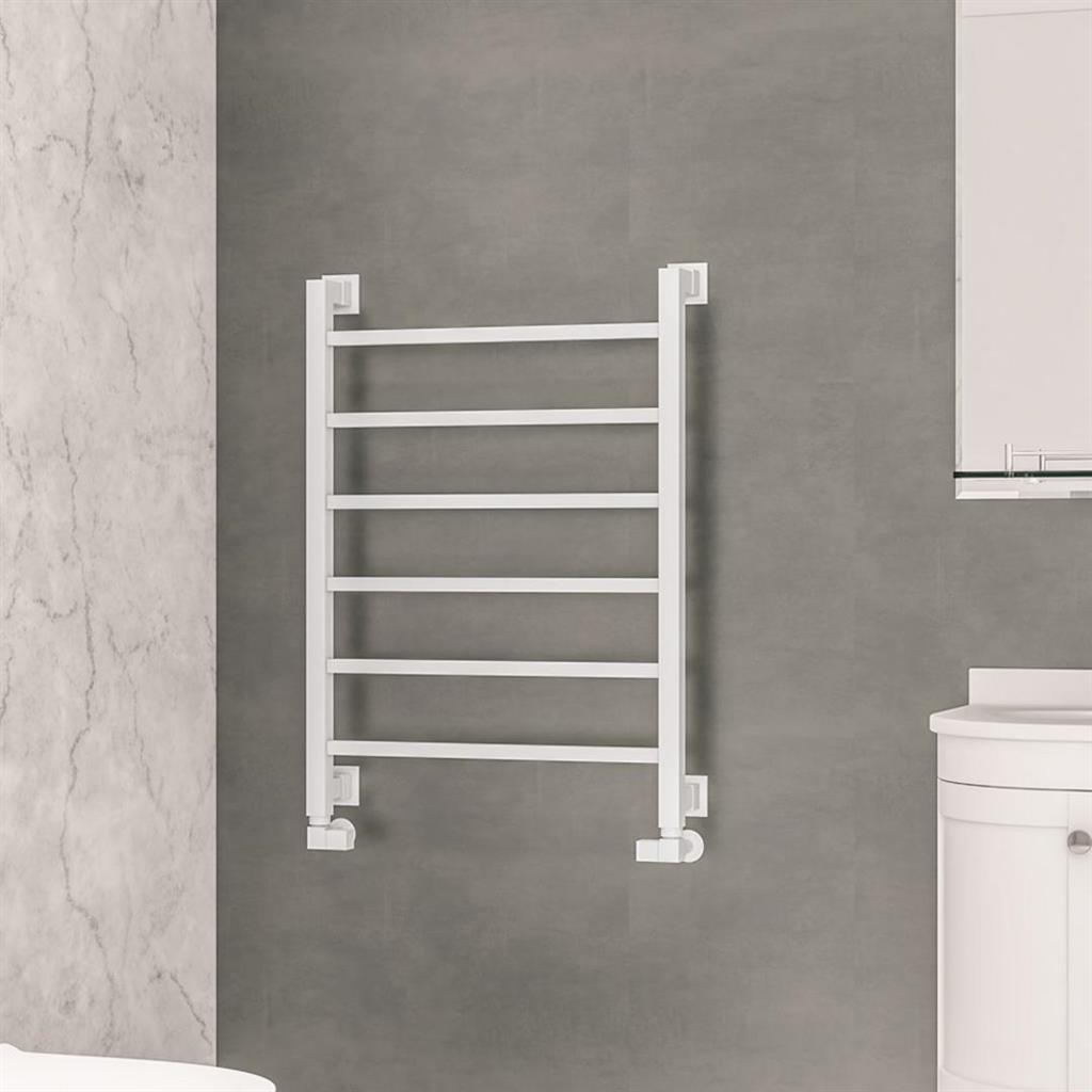 Eastbrook Loxley Square Straight Designer Towel Radiator 800mm x 600mm - Matt White - 61.0039 - TAP 'N' SHOWER