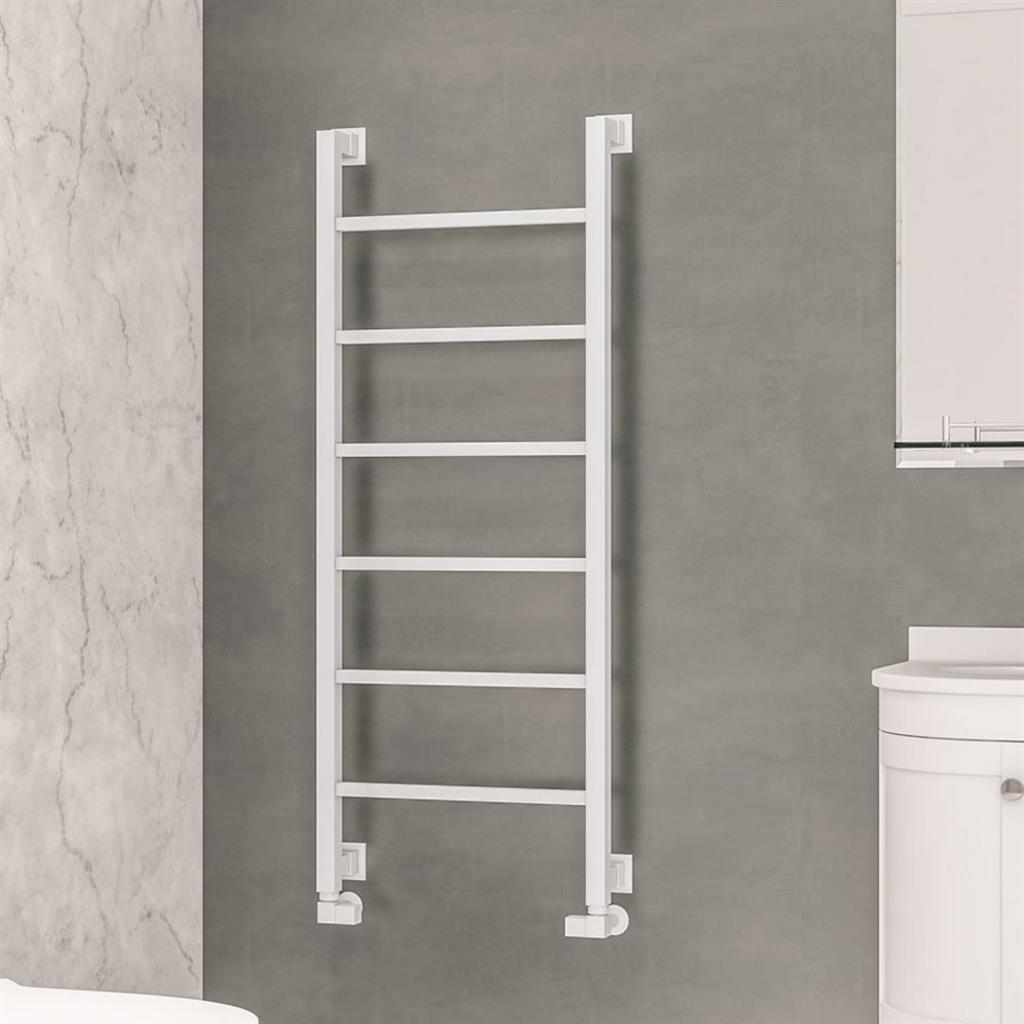 Eastbrook Loxley Square Straight Designer Towel Radiator 1200mm x 500mm - Matt White - 61.0040 - TAP 'N' SHOWER
