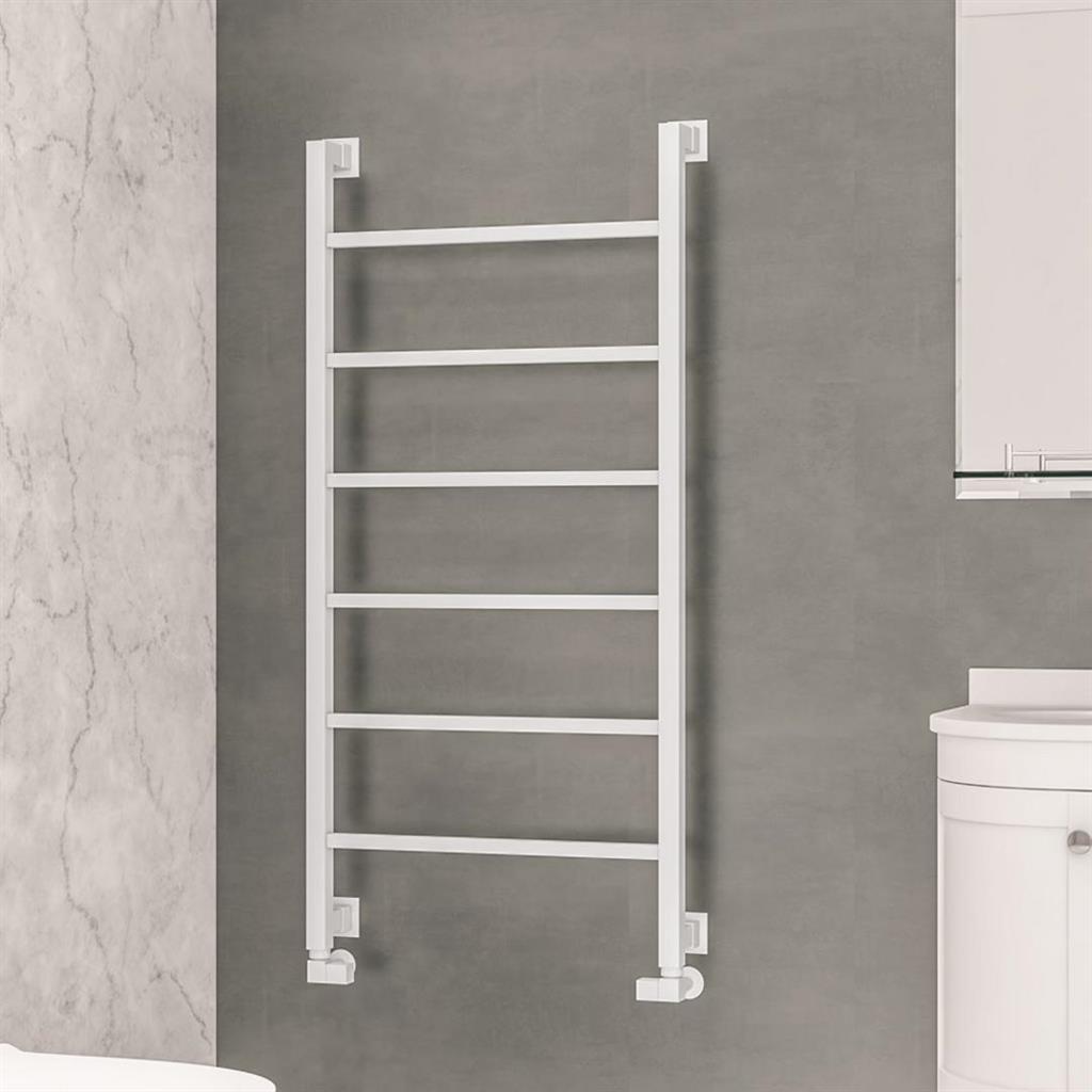 Eastbrook Loxley Square Straight Designer Towel Radiator 1200mm x 600mm - Matt White - 61.0041 - TAP 'N' SHOWER