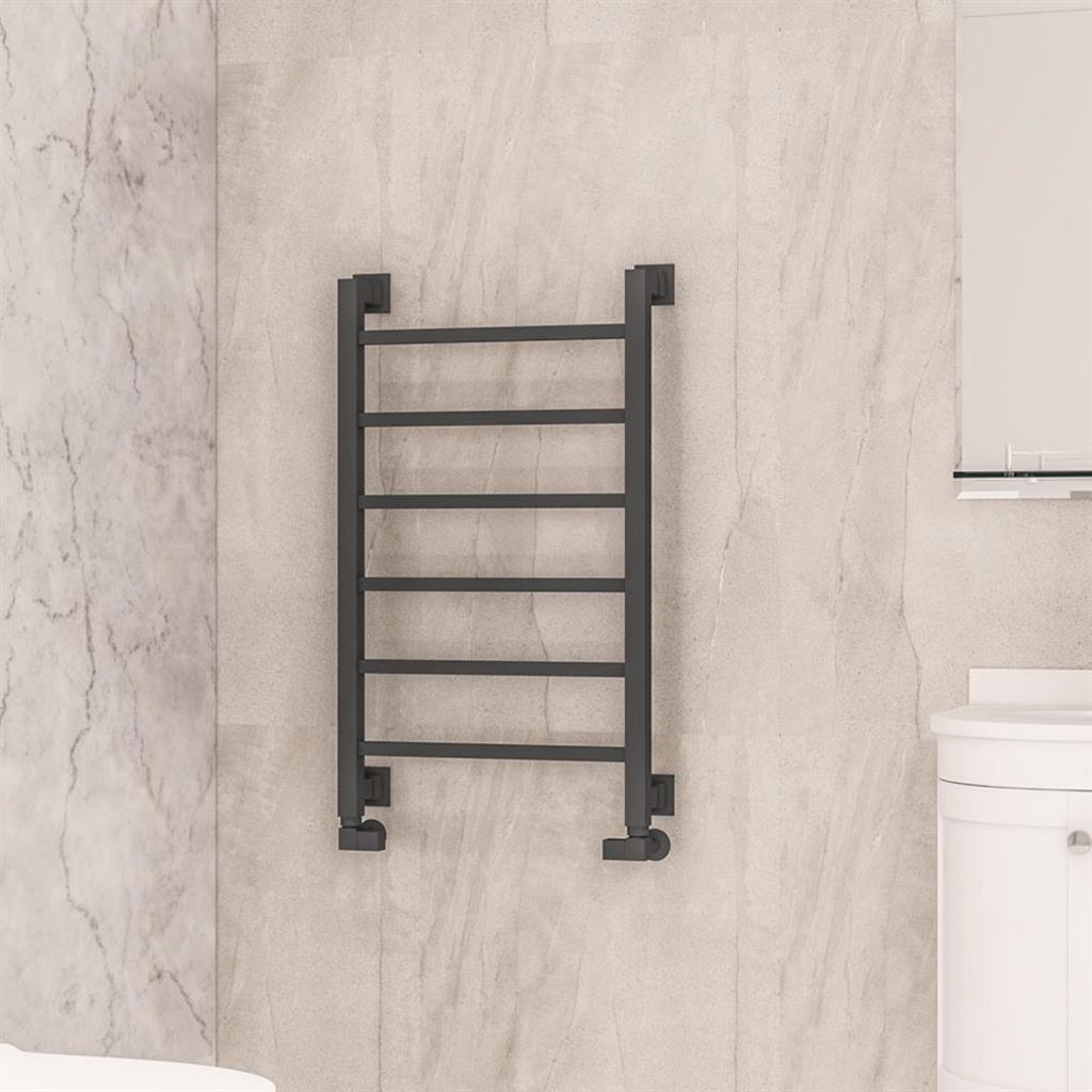 Eastbrook Loxley Square Straight Designer Towel Radiator 800mm x 500mm - Matt Anthracite - 61.0042 - TAP 'N' SHOWER