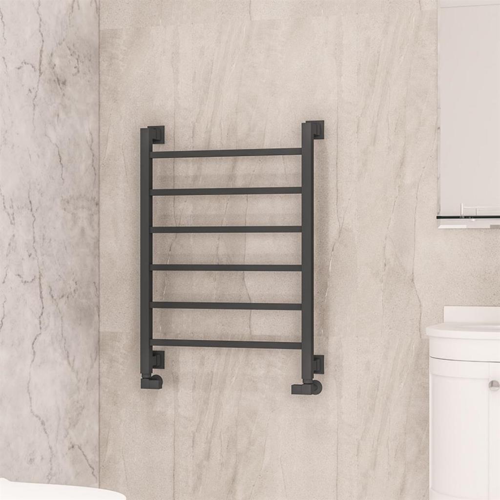 Eastbrook Loxley Square Straight Designer Towel Radiator 800mm x 600mm - Matt Anthracite - 61.0043 - TAP 'N' SHOWER