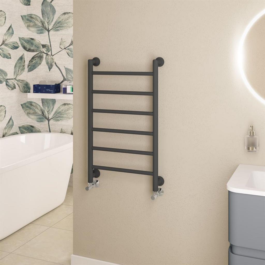 Eastbrook Eshton Straight Designer Towel Radiator 800mm x 500mm - Matt Anthracite - 61.0054 - TAP 'N' SHOWER