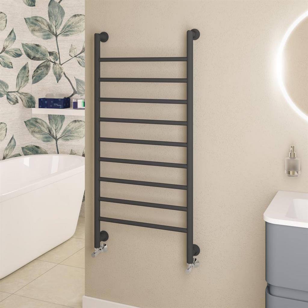 Eastbrook Eshton Straight Designer Towel Radiator 1200mm x 600mm - Matt Anthracite - 61.0057 - TAP 'N' SHOWER