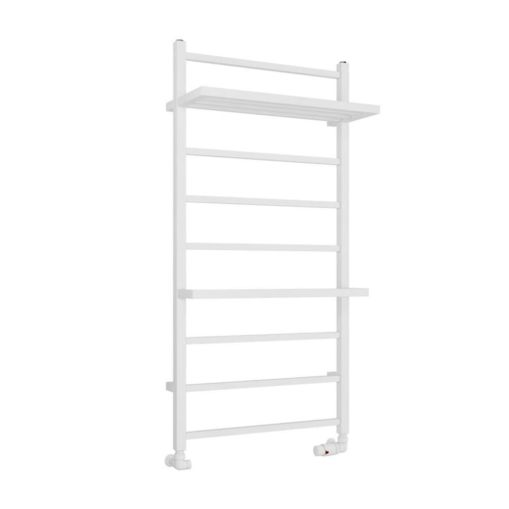 Eastbrook Launton Straight Ladder Towel Radiator With Shelves 1200mm x 600mm - Matt White - 61.0063 - TAP 'N' SHOWER