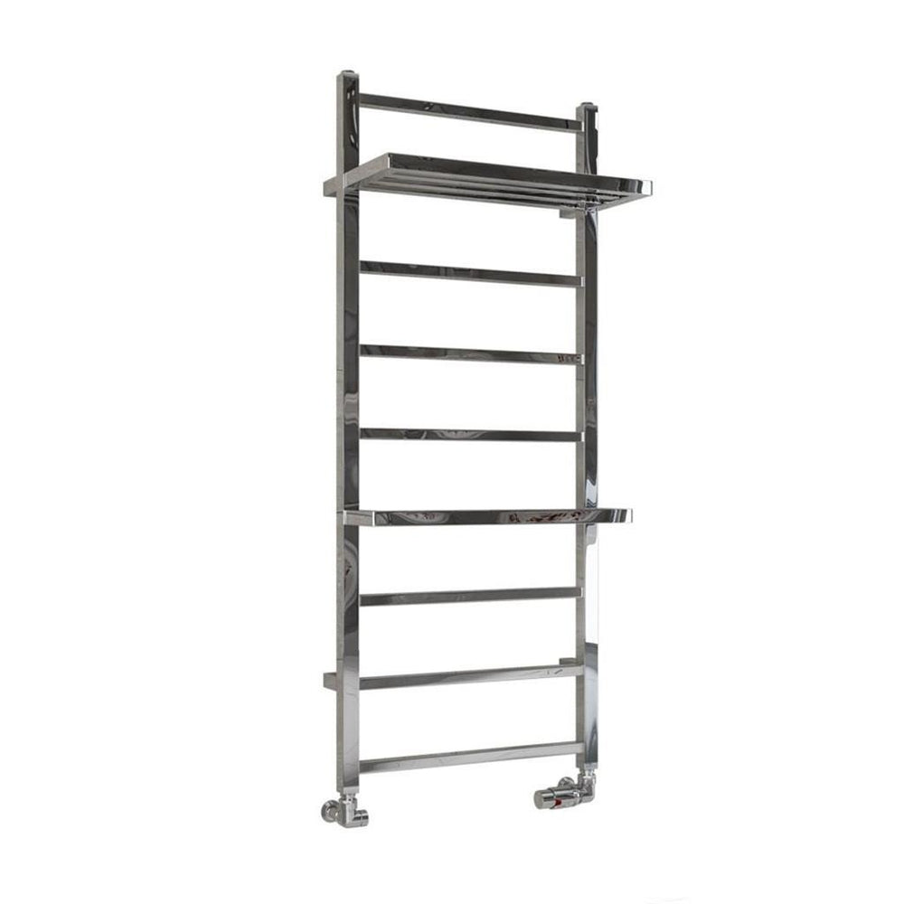Eastbrook Launton Straight Ladder Towel Radiator With Shelves 1200mm x 500mm - Chrome - 61.0066 - TAP 'N' SHOWER