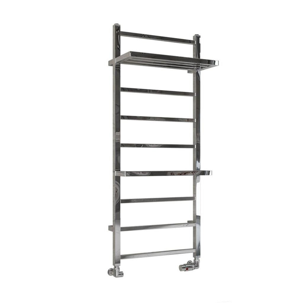 Eastbrook Launton Straight Ladder Towel Radiator With Shelves 1200mm x 500mm - Chrome - 61.0066 - TAP 'N' SHOWER