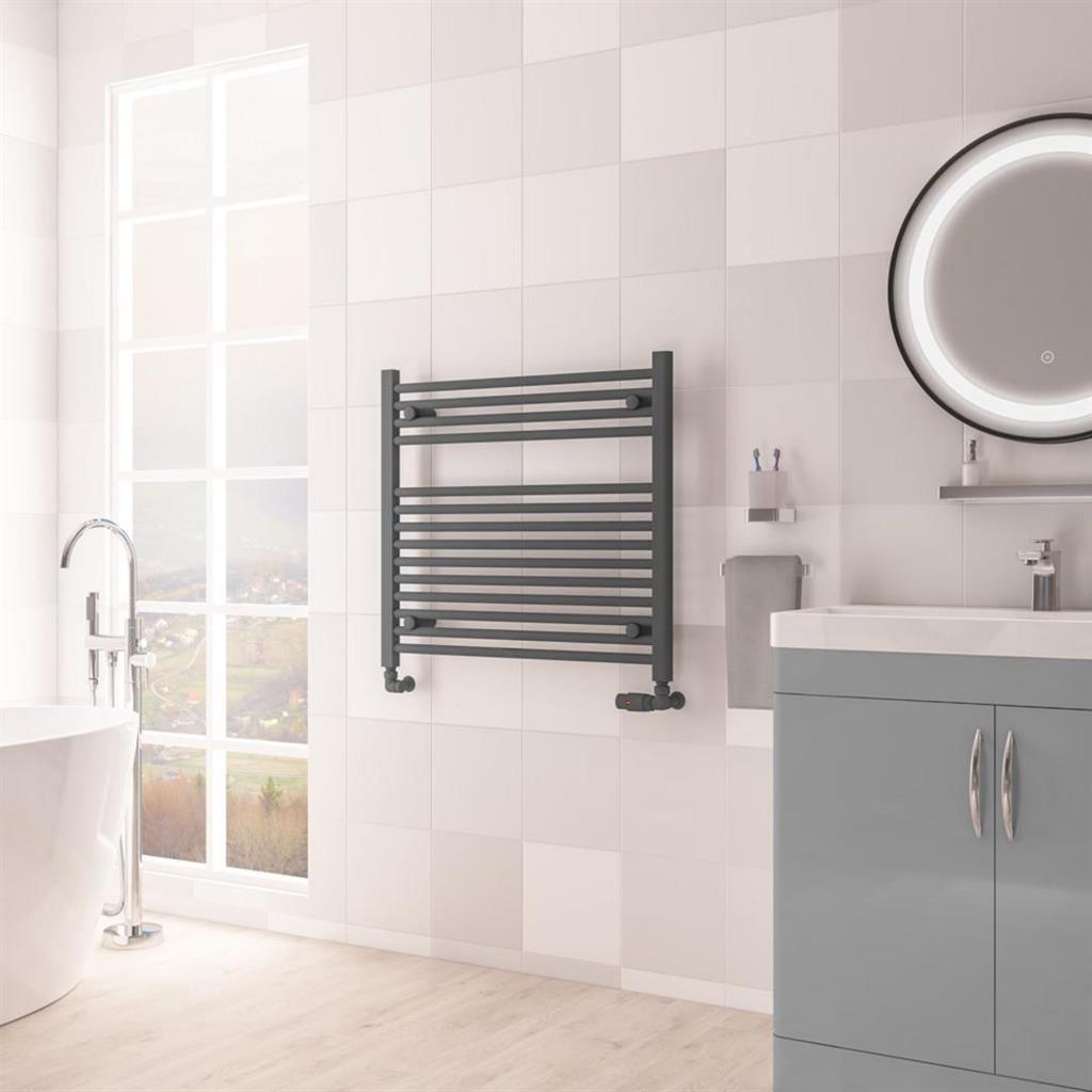 Eastbrook Biava Hidden Vent Straight Multirail Towel Radiator 750mm x 688mm - Matt Anthracite - 61.0097 - TAP 'N' SHOWER