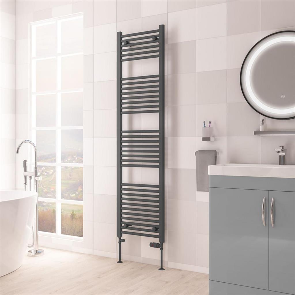 Eastbrook Biava Hidden Vent Straight Multirail Towel Radiator 450mm x 1720mm - Matt Anthracite - 61.0101 - TAP 'N' SHOWER