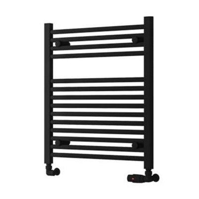 Eastbrook Biava Hidden Vent Straight Multirail Towel Radiator 600mm x 688mm - Matt Black - 61.0106 - TAP 'N' SHOWER