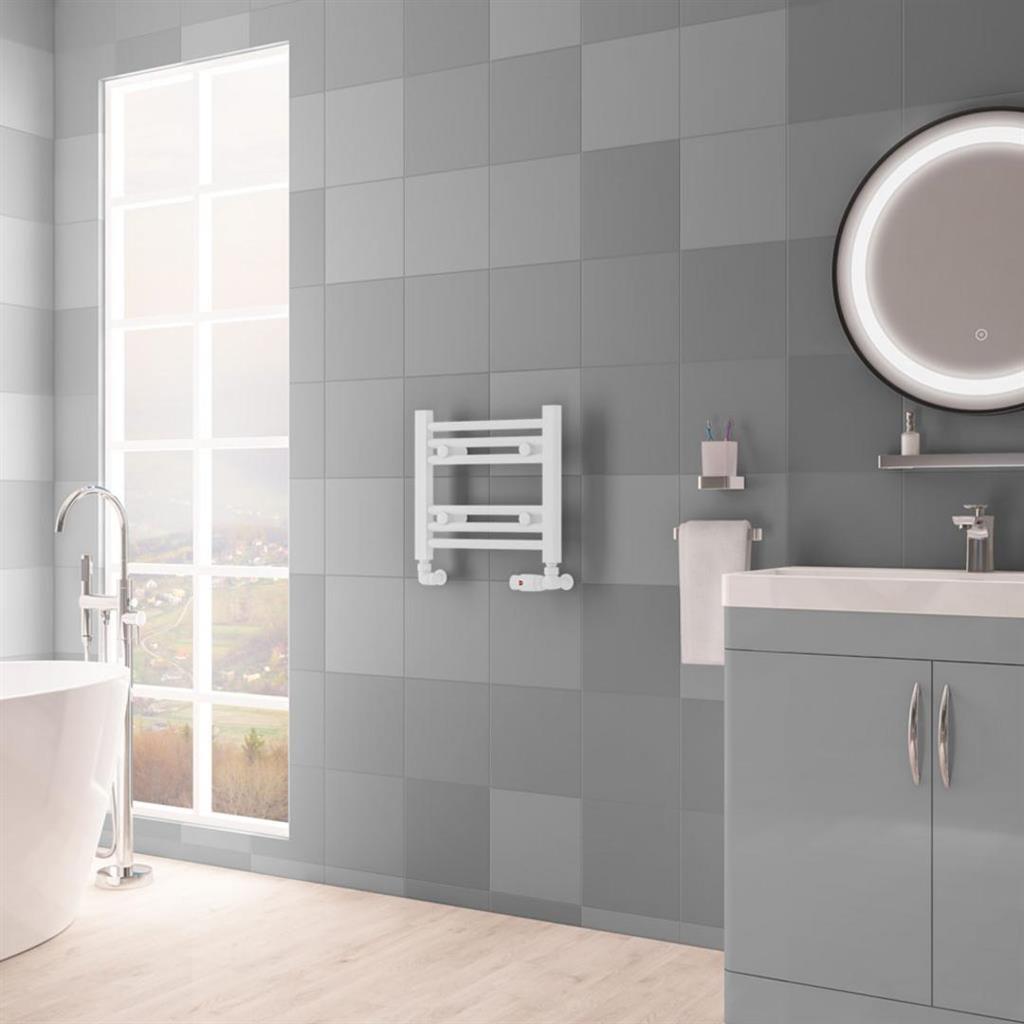 Eastbrook Biava 360mm x 400mm HV Straight Ladder Towel Radiator - Matt White - 61.0114 - TAP 'N' SHOWER