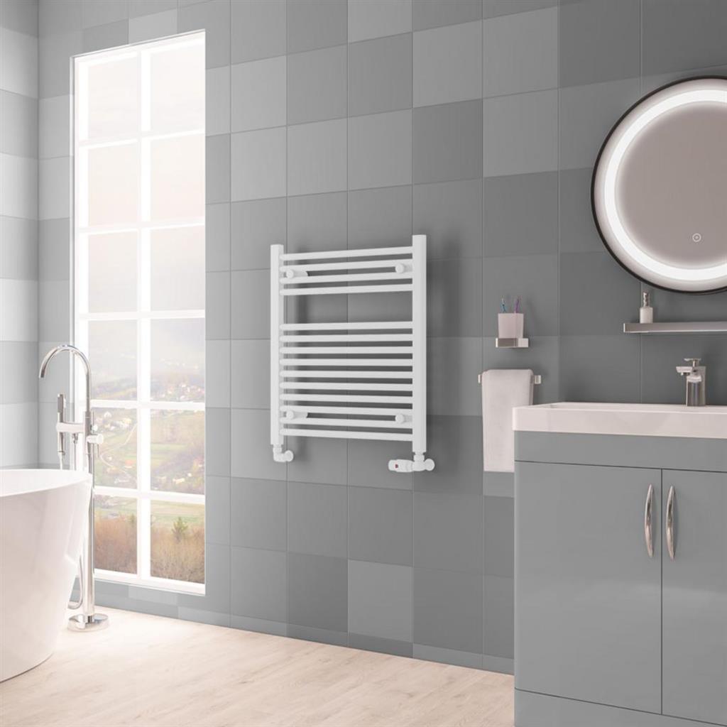 Eastbrook Biava 688mm x 600mm HV Straight Ladder Towel Radiator - Matt White - 610116 - TAP 'N' SHOWER