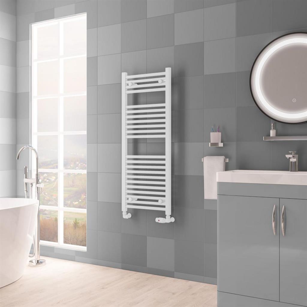 Eastbrook Biava HV Straight Ladder Towel Radiator 1118mm x 450mm - Matt White - 61.0118 - TAP 'N' SHOWER