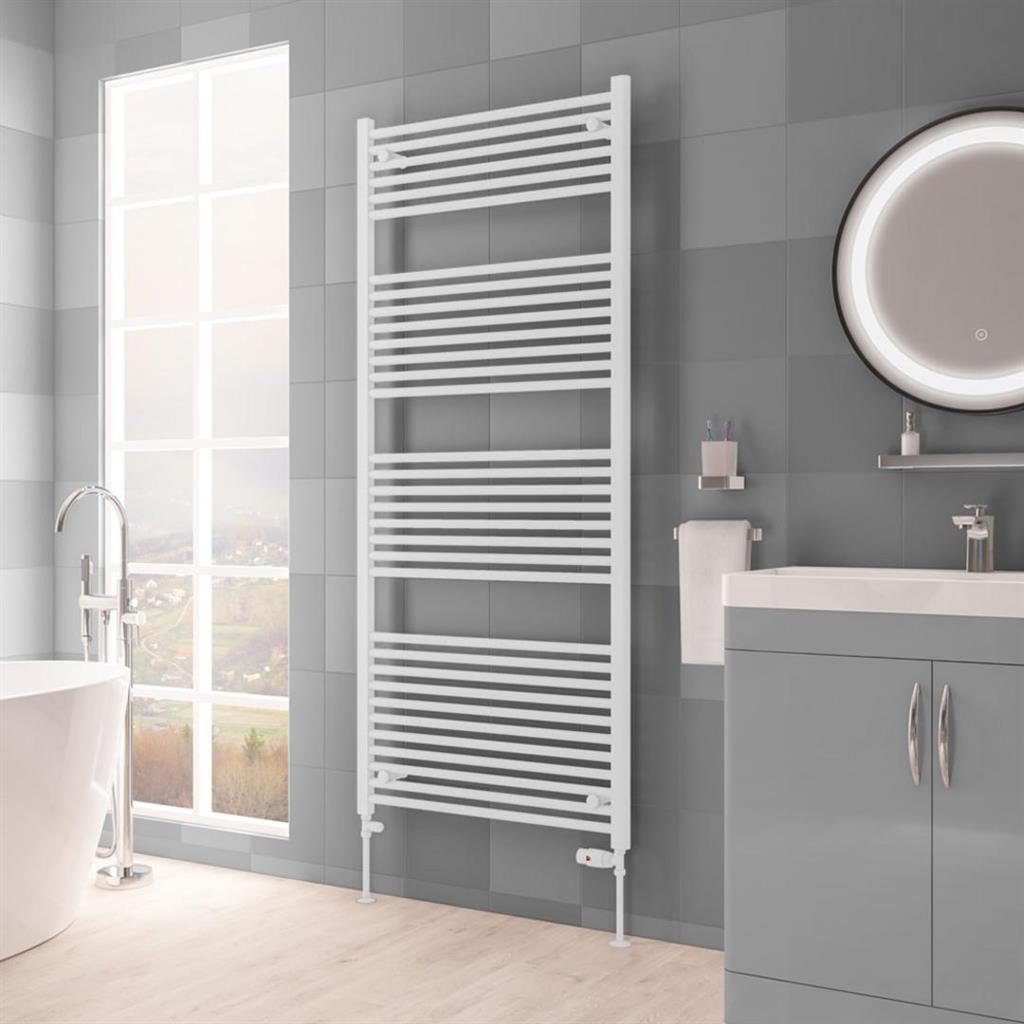 Eastbrook Biava HV Straight Ladder Towel Radiator 1720mm x 750mm - Matt White - 61.0123 - TAP 'N' SHOWER