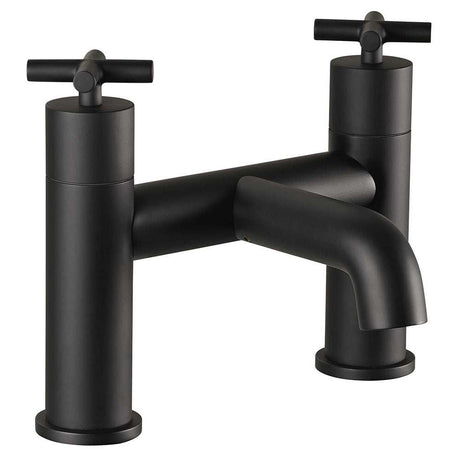 JTP Solex Bath Filler in matte black finish with dual handles and sleek modern design