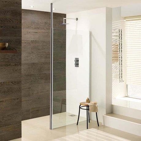 Eastbrook Valliant Walk - In Wetroom Shower Screen Front Panel with Round Pole 760mm - 69.0049 - TAP 'N' SHOWER