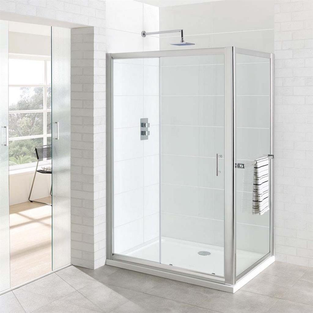 Eastbrook Vantage Shower Enclosure Side Panel with Towel Rail 900mm - Polished Silver Frame - 69.0099 - TAP 'N' SHOWER