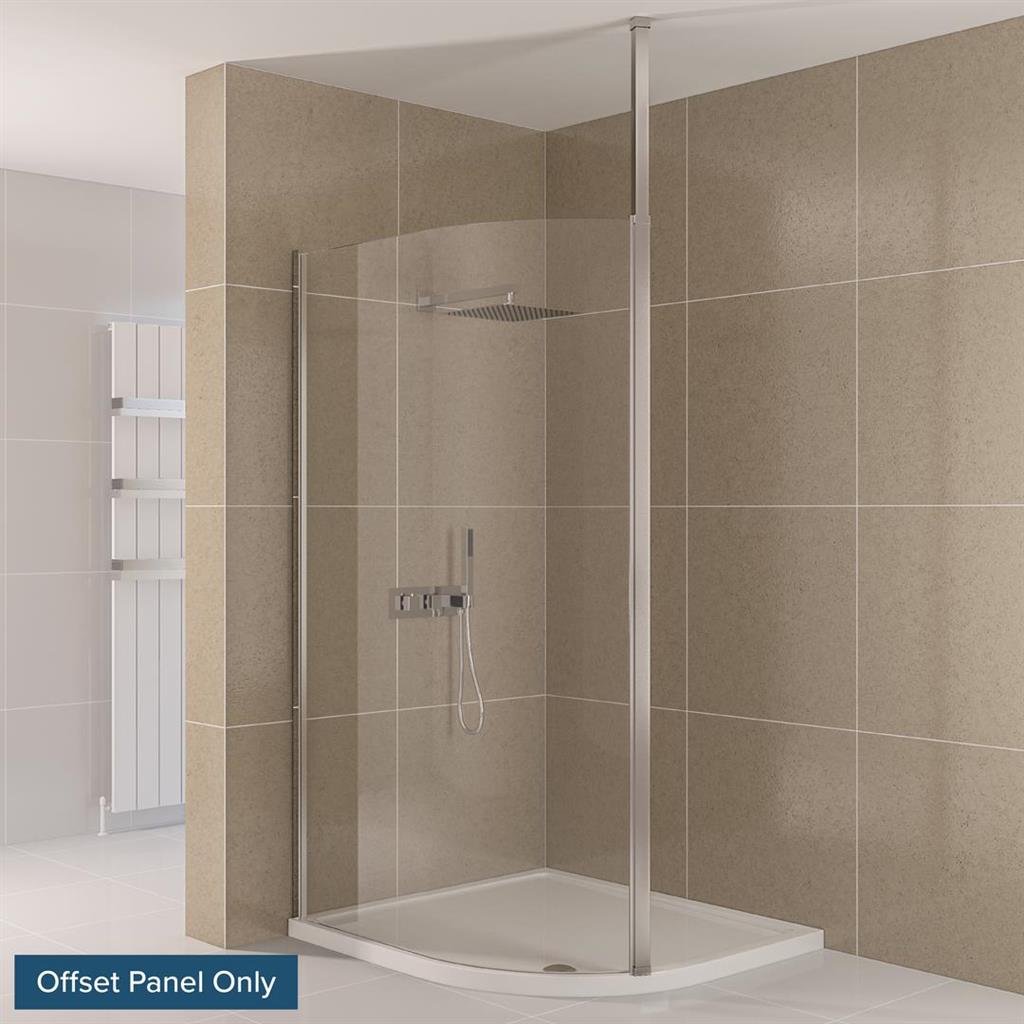 Eastbrook Valliant Walk - In Wetroom Shower Screen Offset Panel with Square Pole 1000mm - 69.0149 - TAP 'N' SHOWER