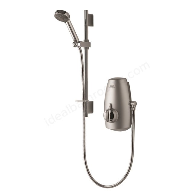 Aqualisa Aquastream Thermostatic Power Shower for Low Pressure Systems Adjustable Head - Satin Chrome - 813.40.01 - TAP 'N' SHOWER