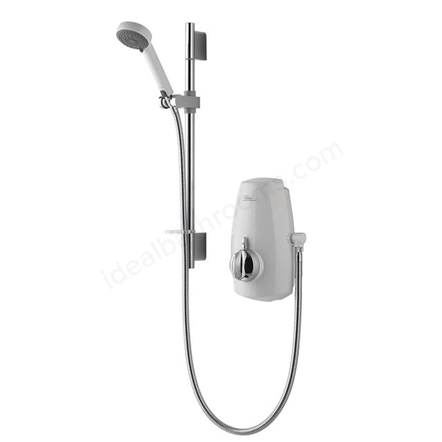 Aqualisa Aquastream Thermostatic Power Shower for Low Pressure Systems Adjustable Head - White/Chrome - 8134021 - TAP 'N' SHOWER